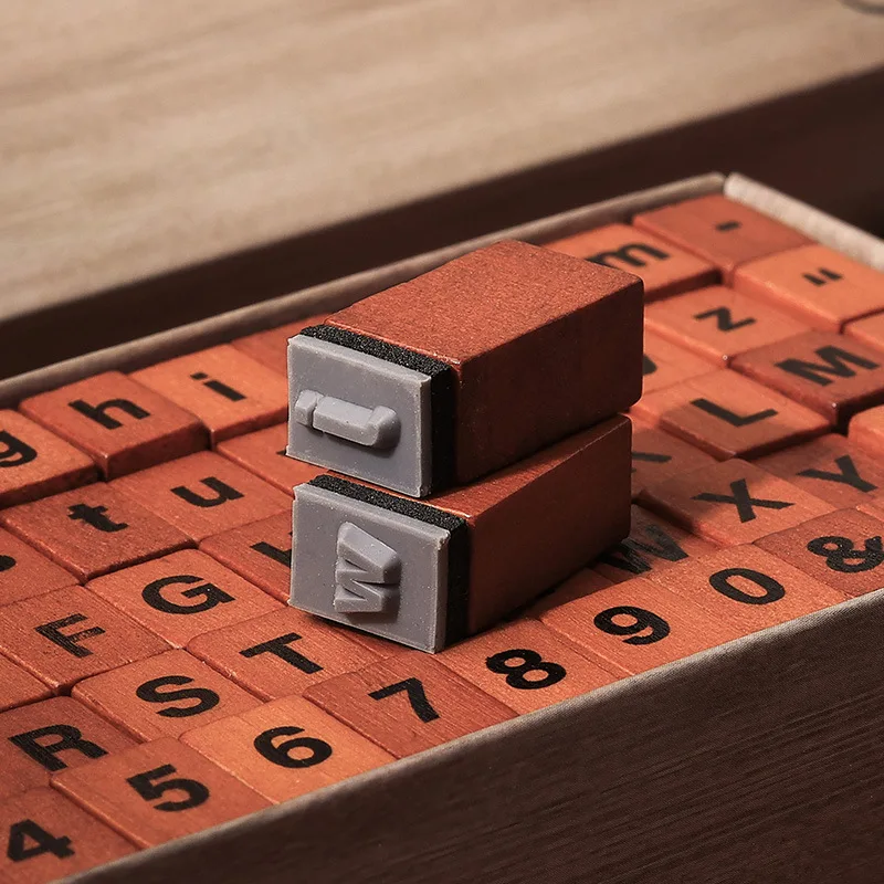 Wholesale creative retro Alphanumeric rubber diary DIY decorative printing wooden stamp seal set