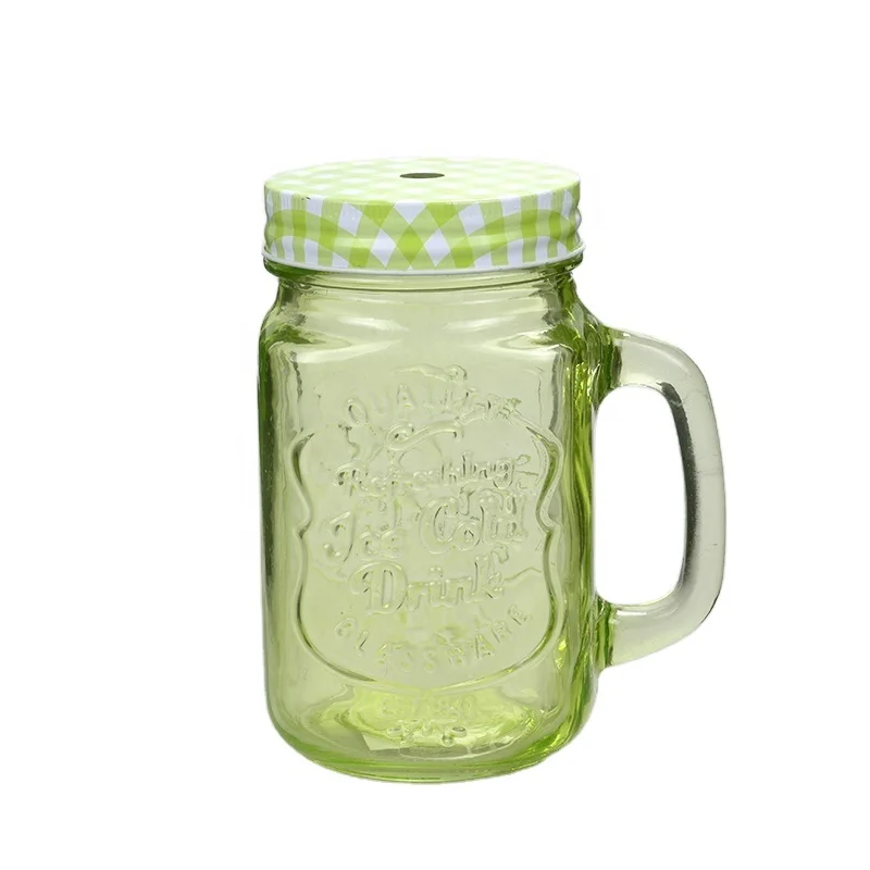 Embossed 4 oz 8 oz 12 oz 16 oz 32 oz 500 ml  1000 ml glass mason jar jam canning jars with handle and lid