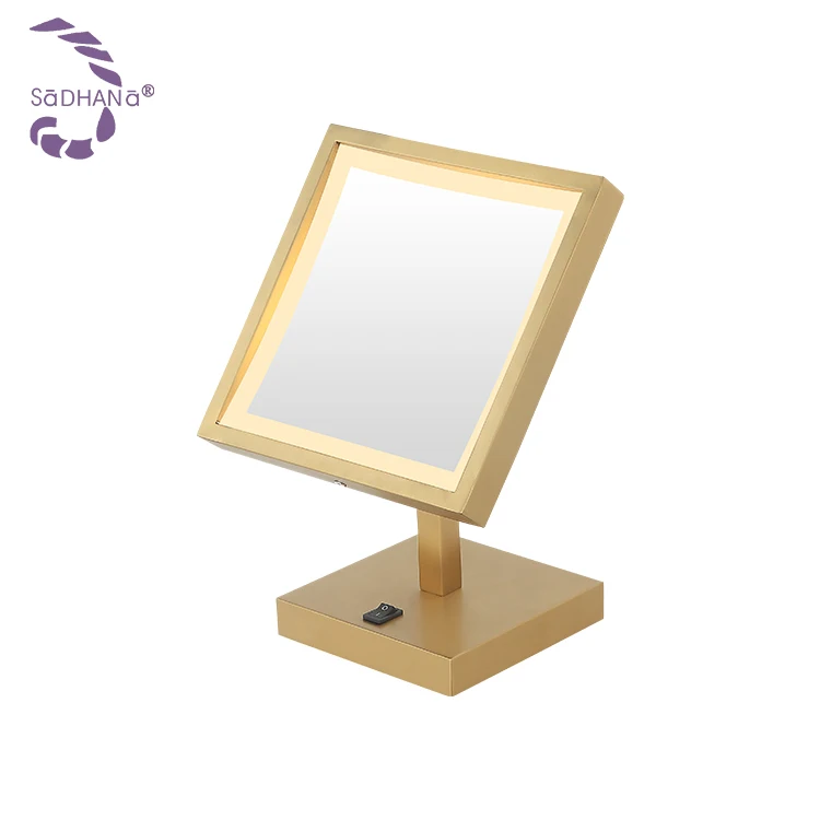 9.5 inch Bronze 3000K/4000K/6000K Square Shape Stainless Steel Table Single side LED Mirror