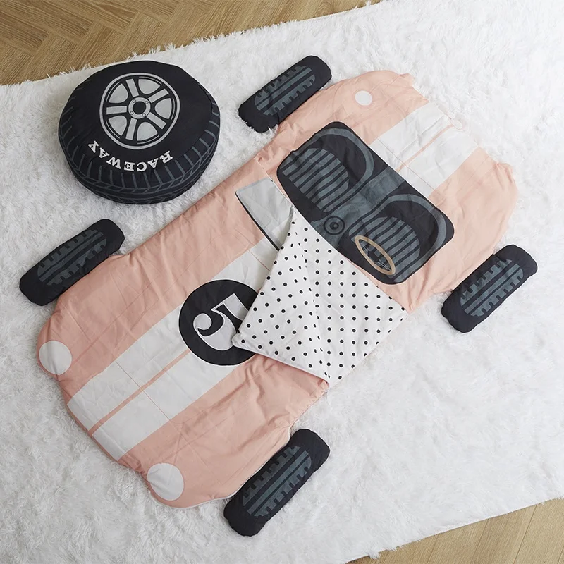 Asweets Indoor Play Room Toys Kids Pink Race Car Play Sleeping Bag With Tyre