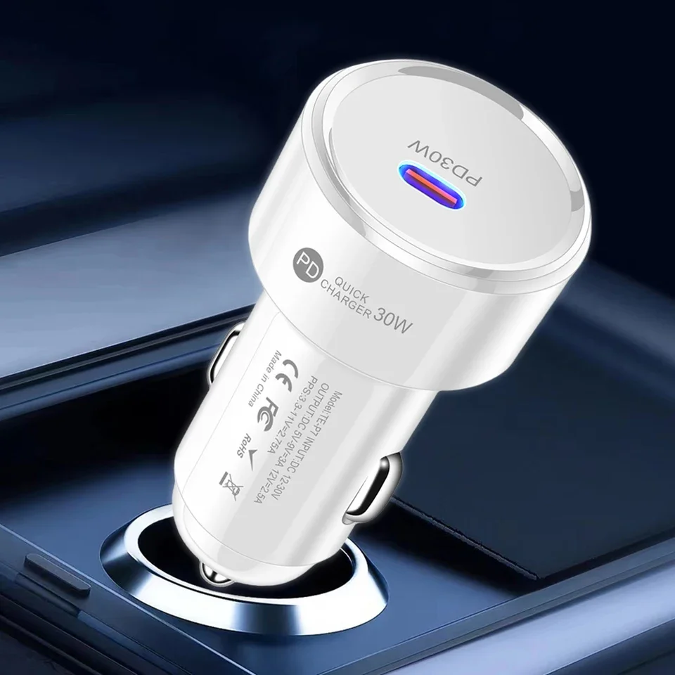 PD 30W USB Charger Socket USB Type C Car Power Adapter Fast Charging Car USB-C Adapter Multiple Protection for iPhone iPad