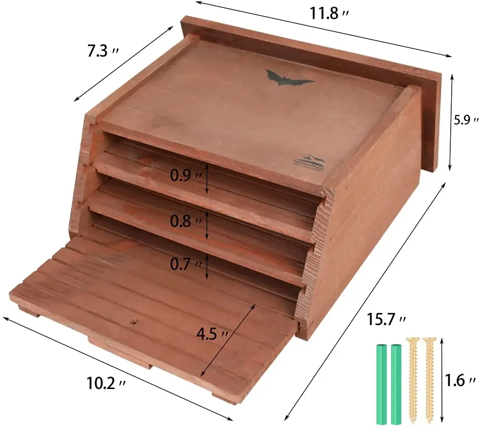 Custom Logo Different Sizes Bat Box Shelter Wooden Bat House For Garden Outdoors Bat House Shelter Clean Your Backyard