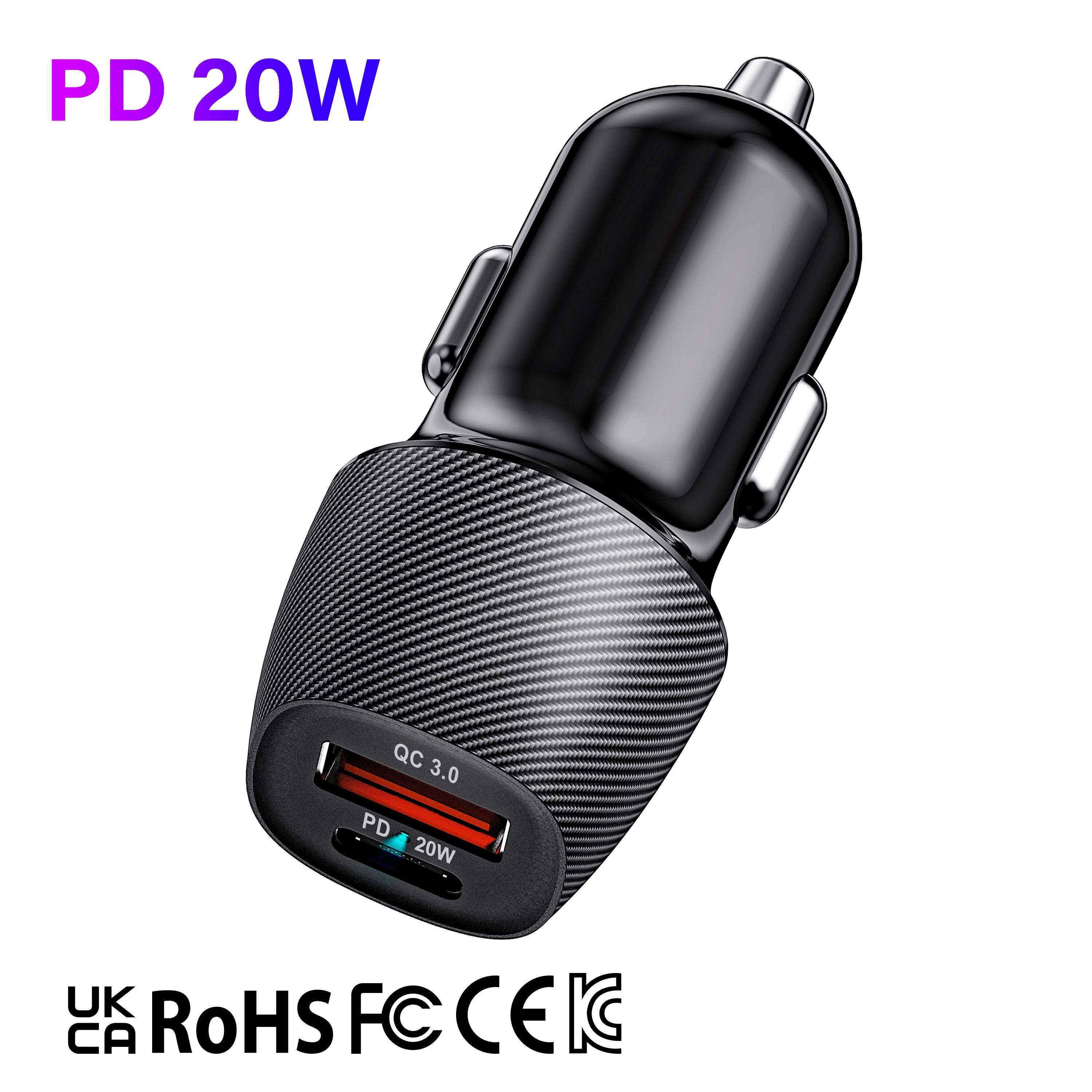 QC18W / Dual USB A 5 В/4 8a = 24 Вт/PD 18 + QC 3 0 Вт подходит к автомобильному зарядному устройству Type C для мобильного