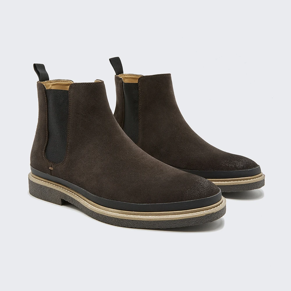 Custom Suede Chelsea Casual Flat Ankle Length Handmade Men Boot