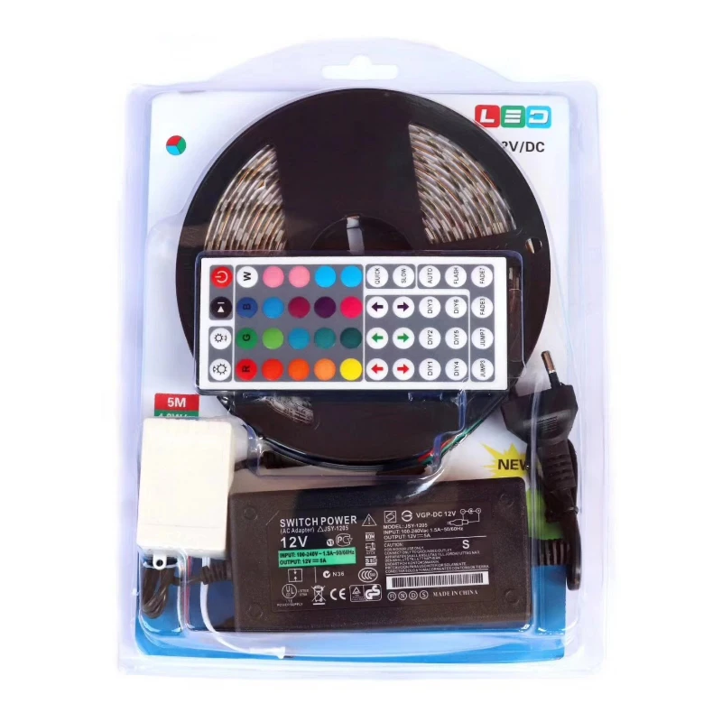 Светодиодная лента 5050 RGB 5 м 24 клавиши ИК-пульт дистанционного управления меняющий цвет водостойкая PI65 комплект осветительных
