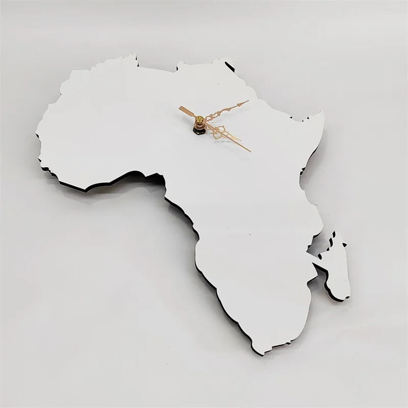 african map clock Sublimation Clock Wall MDF blank Personalized wood clock africa nigeria hot sale