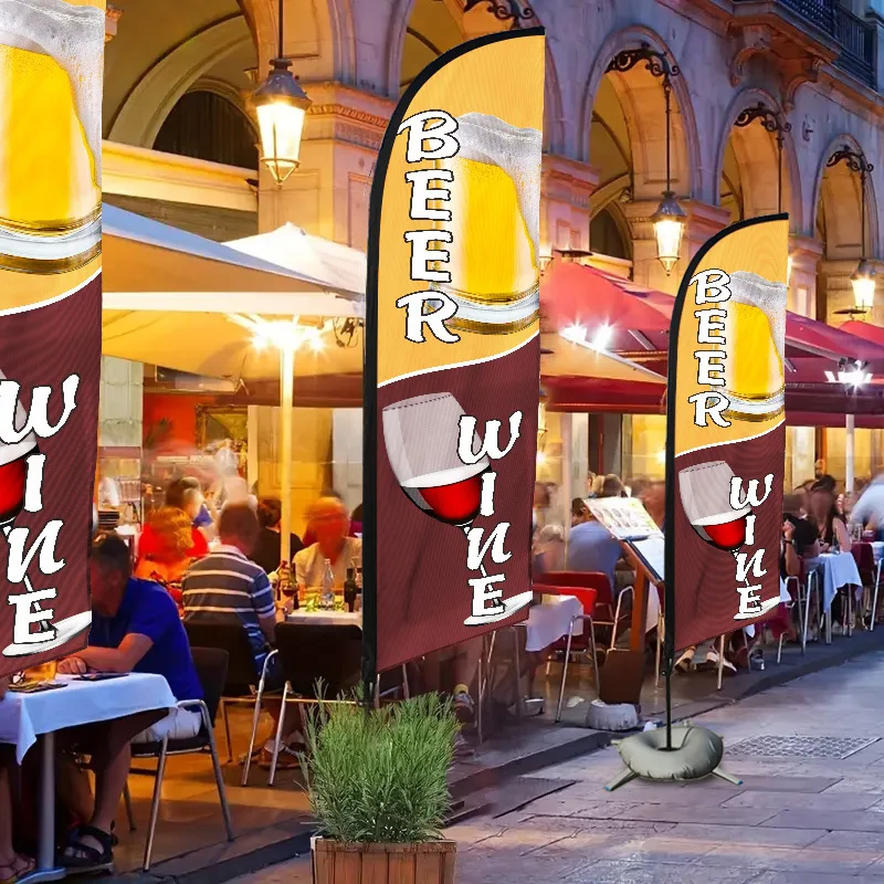 Custom Size Digital Printing Outdoor Roadside Advertising Polyester Teardrop Beach Flag Double Sided Image