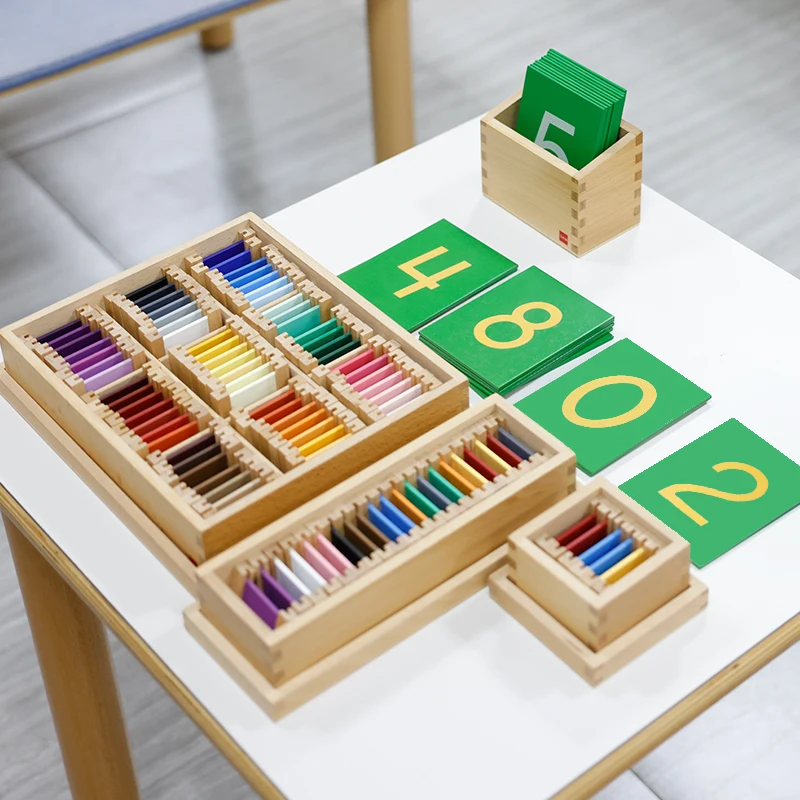 Baby Wooden Educational Teaching Aids Sensorial Material Toys  Beech Wood Learning Montessori Color Tablets of Kids Box Set