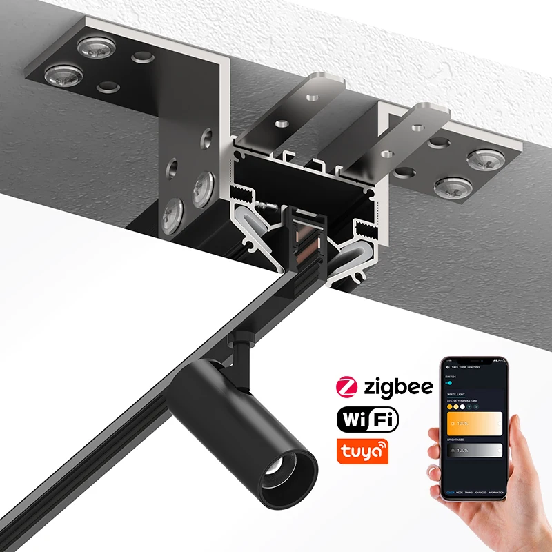 High Quality Magnetic LED Track Rail System 48V Aluminum Magnetic Track Light Profile For Uk Russia Stretch Ceiling