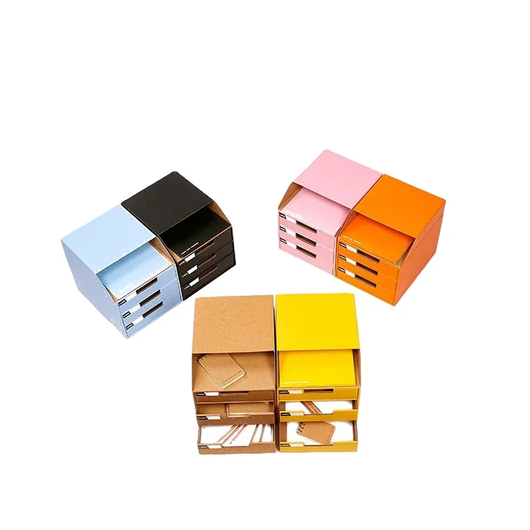 2020 New Wholesale custom Recyclable Paper File sliding gift box Beautiful home student office storage boxes bins