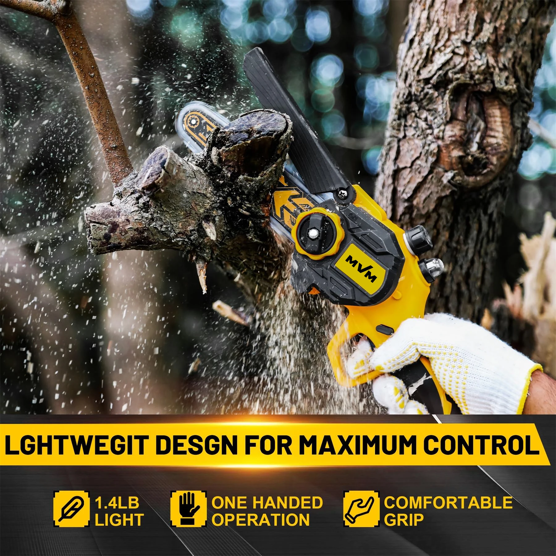 New Arrival China Power machine 6-Inch Cordless Handheld Electric Battery Powered Chainsaw for self-gardening