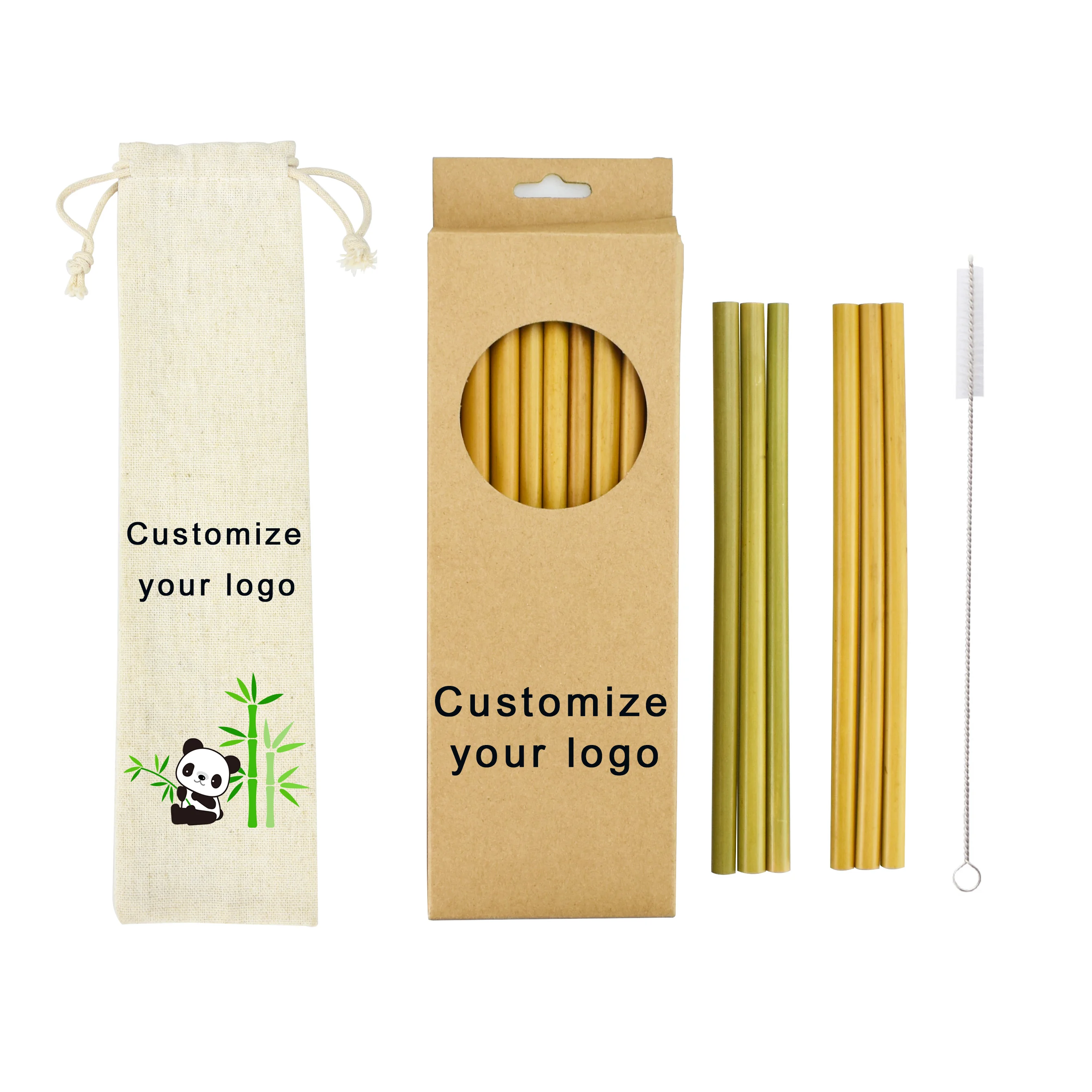 Best selling custom logo natural eco-friendly reusable bamboo straws