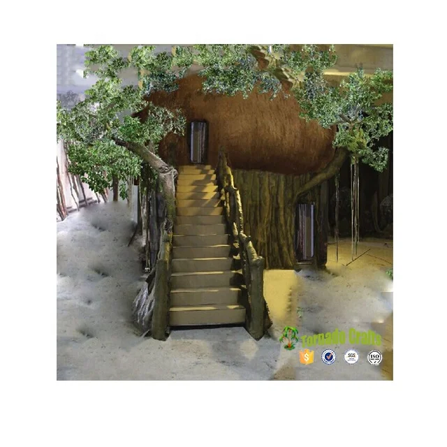 China manufacturer Custom Indoor Fiberglass Trunk Big Artificial tree house outdoor