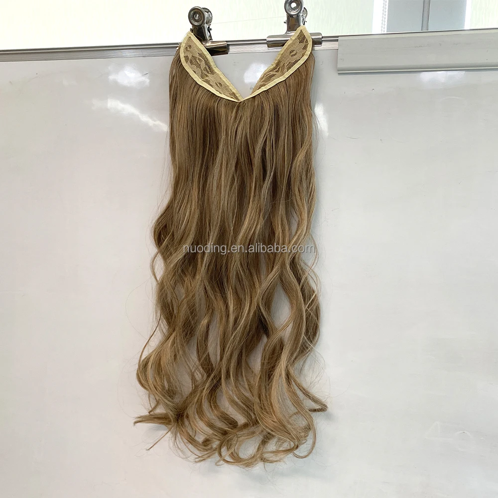 Top quality synthetic fibre 46 colors 22inch 110g magic hidden invisible wire curly halo hair extensions synthetiques lace