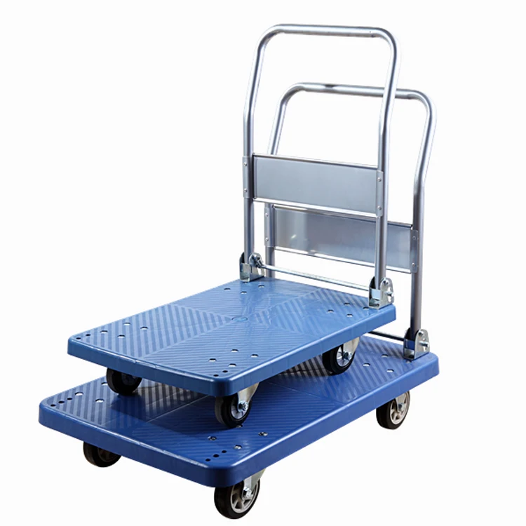 Load heavy duty foldable Push Warehouse Platform Trolley hand carts