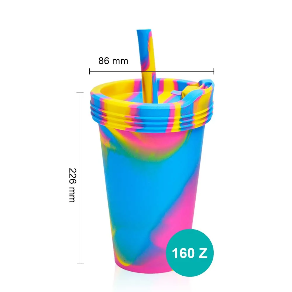 Parties Sports and Outdoors Unbreakable Reusable Durable Shatterproof 16 Ounce Cups Blaze Tie-Dye Silicone Pint Glass Cups