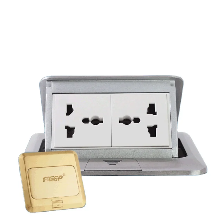 Двухсекционный металлический напольный корпус с двумя розетками/Двухсекционный Универсальный напольный корпус с 2 розетками