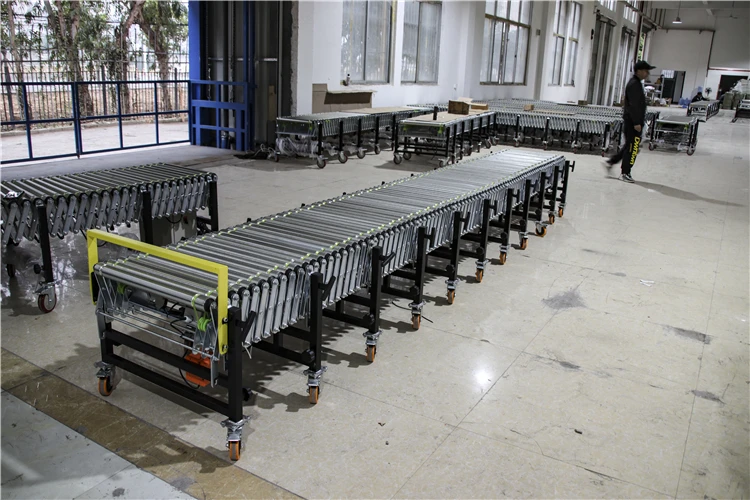 LIANGZO Expanding Motor Powered Flexible Roller Conveyor Used for Automated Distribution Centers