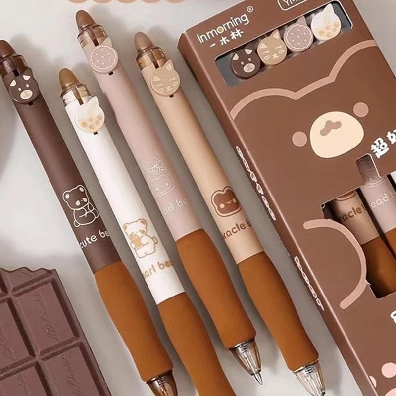 Kawaii Канцелярский набор маленький медведь 0 5 мм черные чернила стираемые гелевые ручки Школьные Инструменты для письма моющиеся волшебная ручка