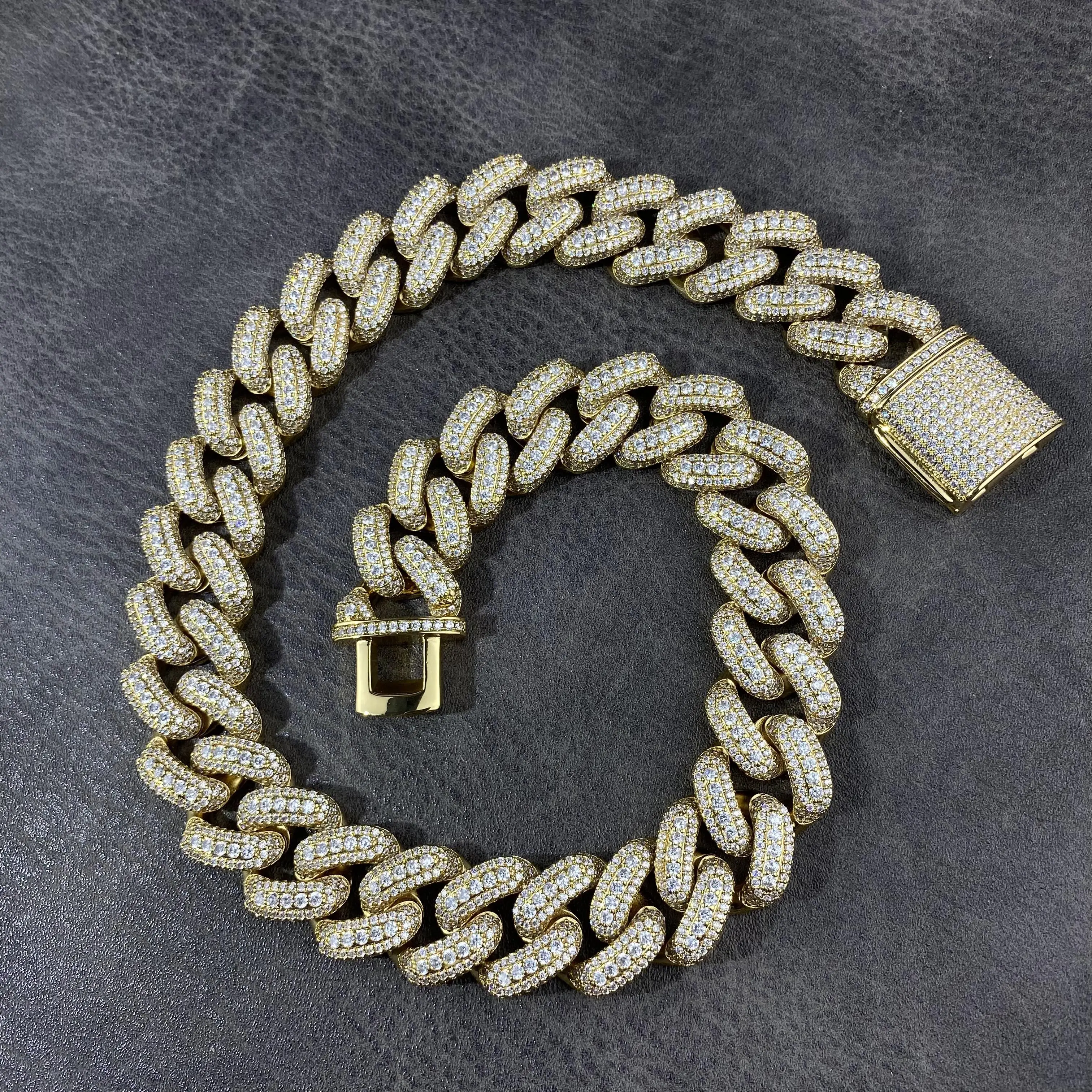 Fashion Jewelry big size Wholesale ced Out Men Hip Hop Bling jewelry brass AAAAA+ CZ Men Miami Cuban Curb link chains