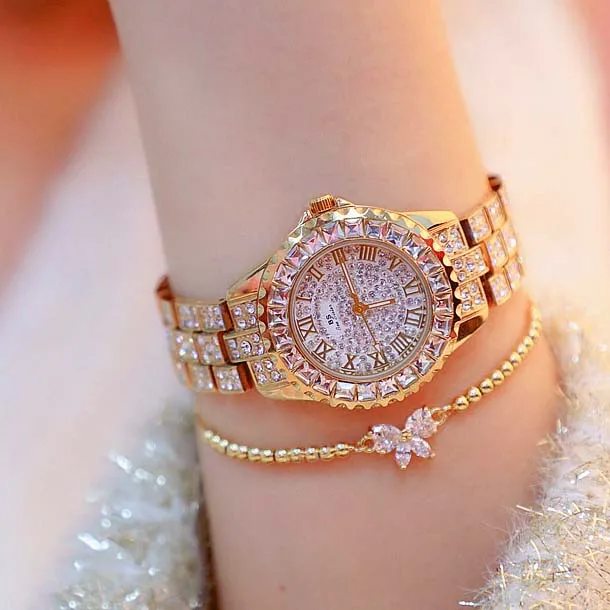 BS Bee Sister  Luxury Gift BS Bee sister Fashion Quartz Watches Female Stainless Steel Ladies Wristwatches Diamond Bracelet