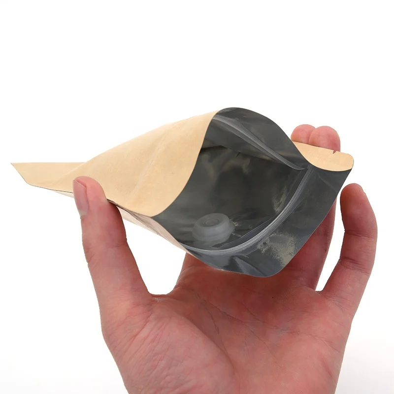 Biodegradable aluminum foil lined kraft paper packaging bag for coffee or tea
