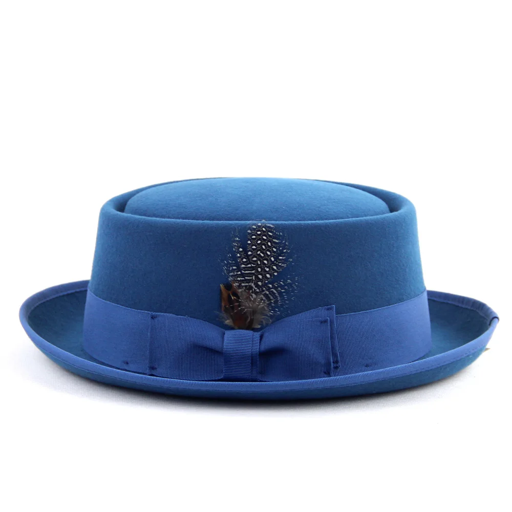 LiHua New Design Soft Eaves Porkpie Hats 100%Handmade Wool Felt Hat Porkpie Hat