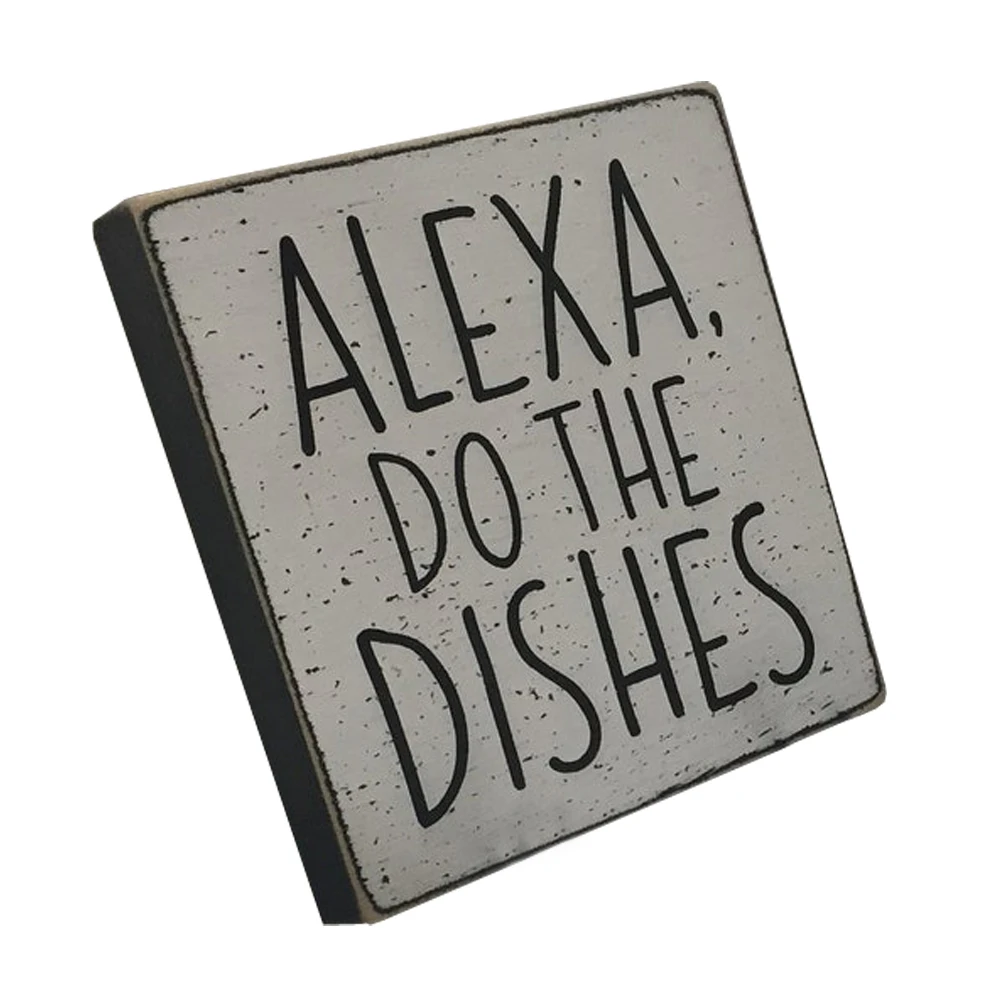Customized Kitchen Decor Wood Wall Sign Alexa Do the Dishes Decoration for Bar Kitchen Dining Room