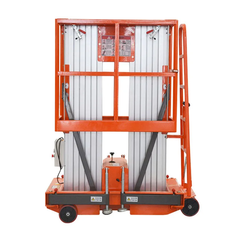 Qiyun Kinglift AC DC Double Mast Aluminum Lift CE ISO steel frame structure workshops Maintenance ODM OEM
