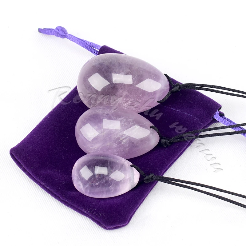Gemstone Crystal Healing Stone Set Drilled light amethyst yoni egg For massage