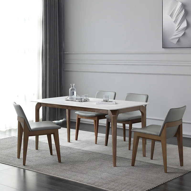 Latest Design Dining 6 Seater Panel Mdf Traditional Nordic Marble Dining Table