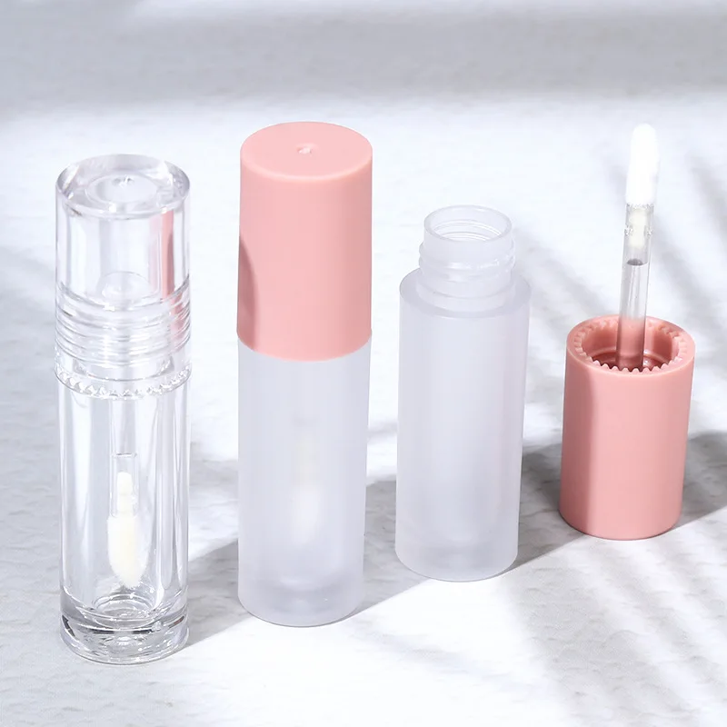 Customization 3ml cosmetic packaging fully transparent clay empty bottle rubber texture lip gloss tube plastic