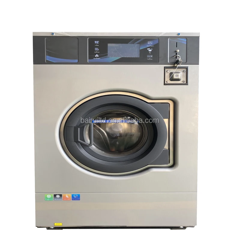 Touch panel big stainless steel drums commercial washing machine with 3 years warranty