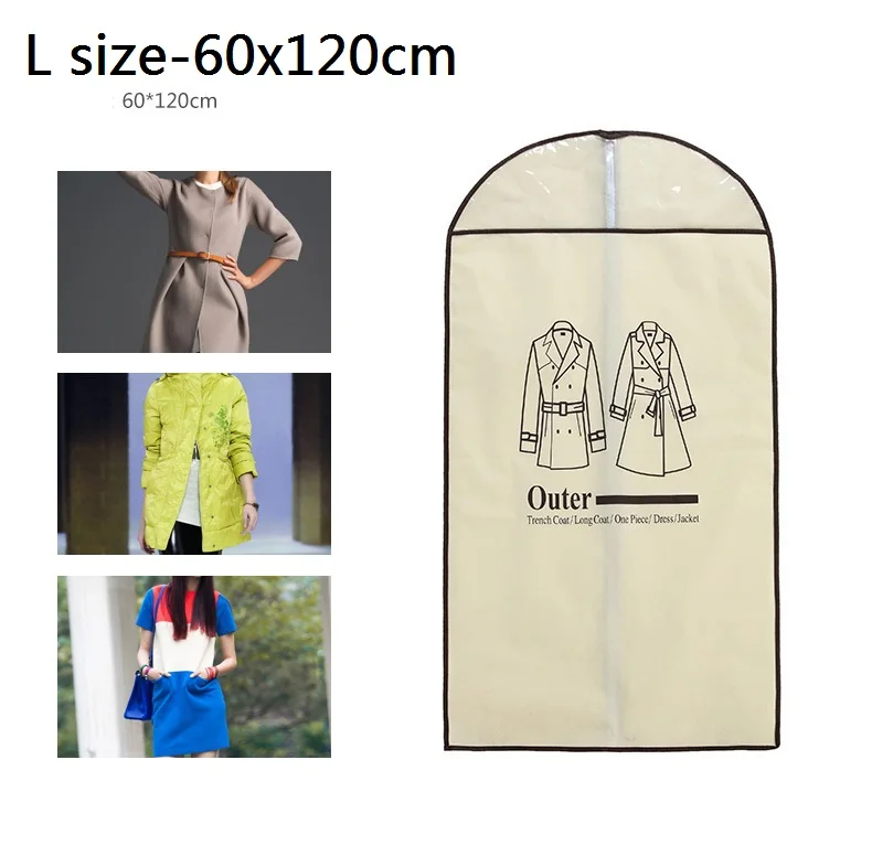 Home Travel Dust Cover Foldable Dress Clothes Suit Cover Protector Shopping Garment Storage Bag with PVC window
