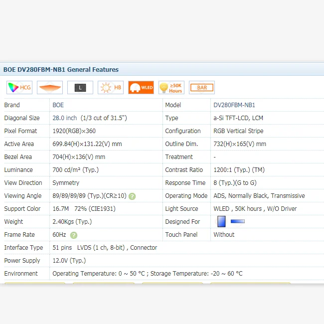 28 Inch 4k Bar Stretched Lcd Module 1920x360 Lvds Driver Board Supermarket Shelf Advertising Display Screen