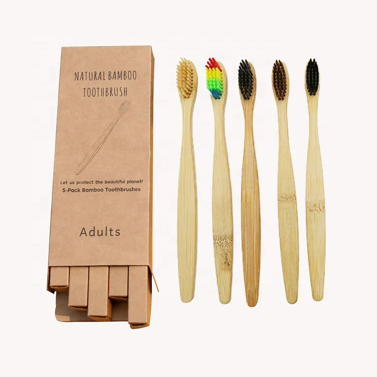 Wholesale BPA Free 4 Pack Custom Logo Eco Friendly Bamboo Toothbrush Set