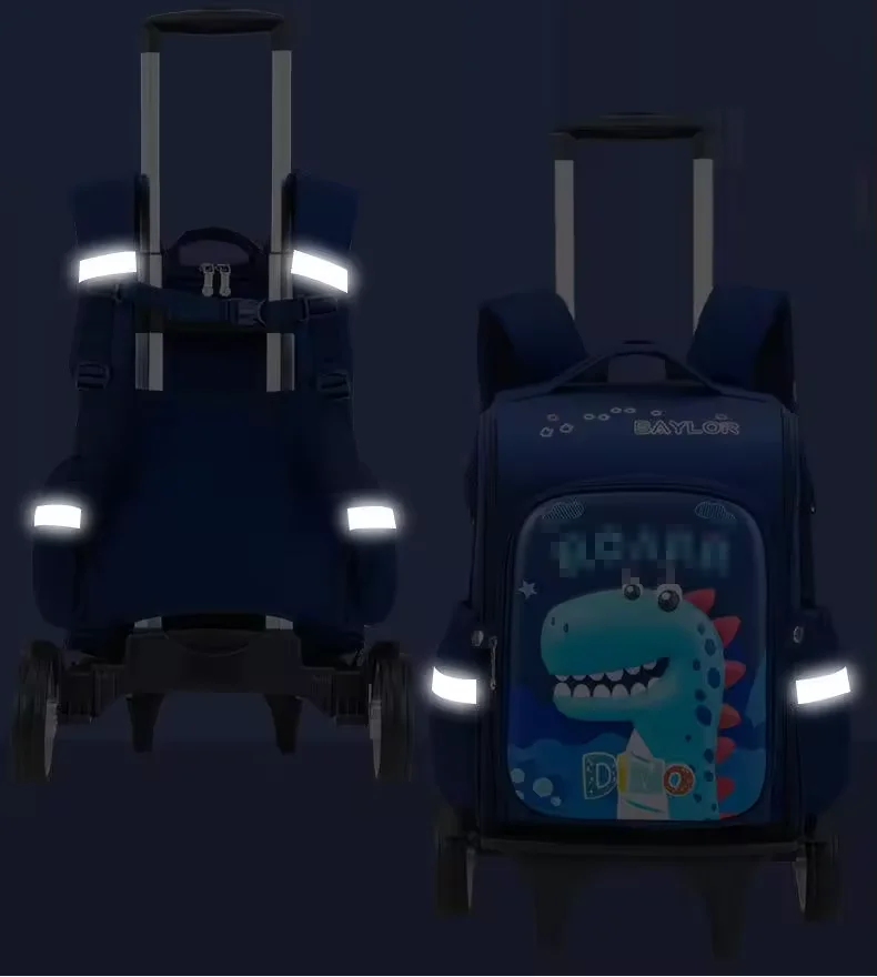 Support OEM ODM Wholesale Kindergarten Student Trolley Schoolbag Kids Large Capacity Noctilucent Shoulder Bag Children Backpack