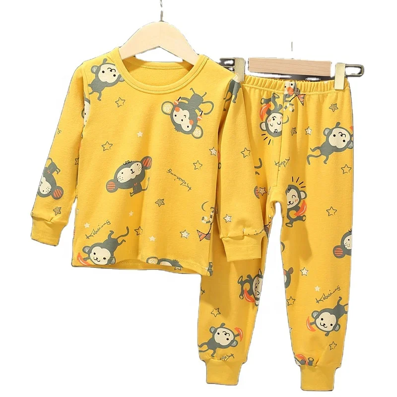 Cotton kids pajamas manufacturer winter kids 100 cotton pyjama set print with animal designs