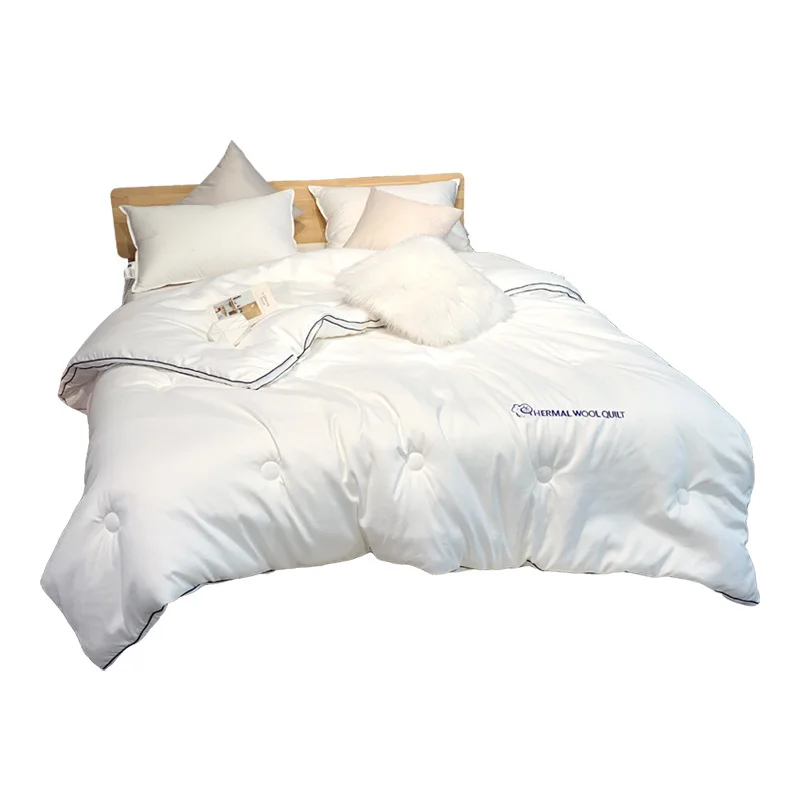 100% wool filled comforter for all seasons cream queen size quilt for sales