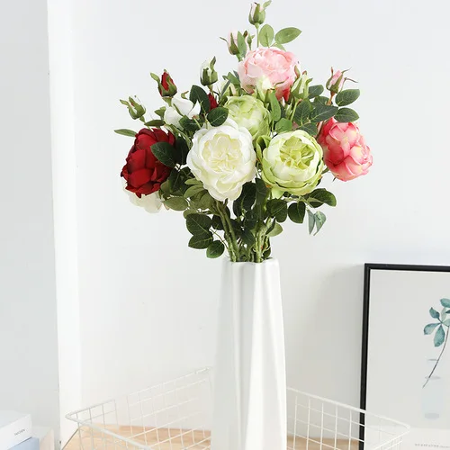 Wholesale living room wedding decor single long stem velvet red rose artificial