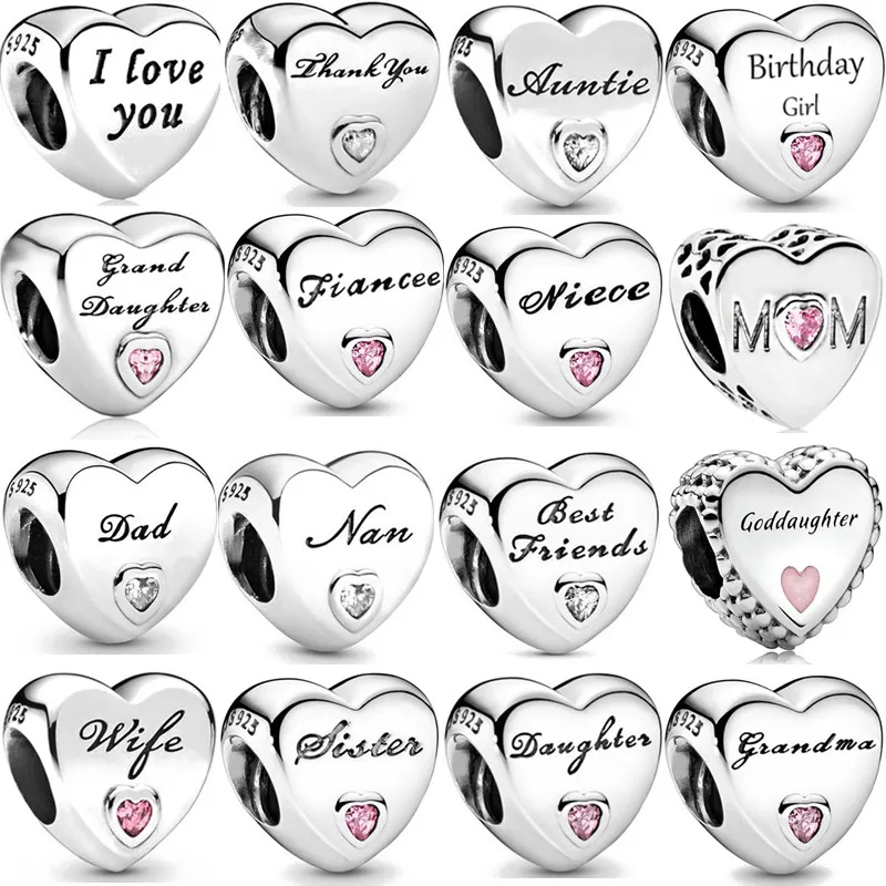 Wholesale Infinity Love Family Heart Friendship Charm Loose Beads Fit Original Pandora Charms Silver 925 Bracelet Women Jewelry
