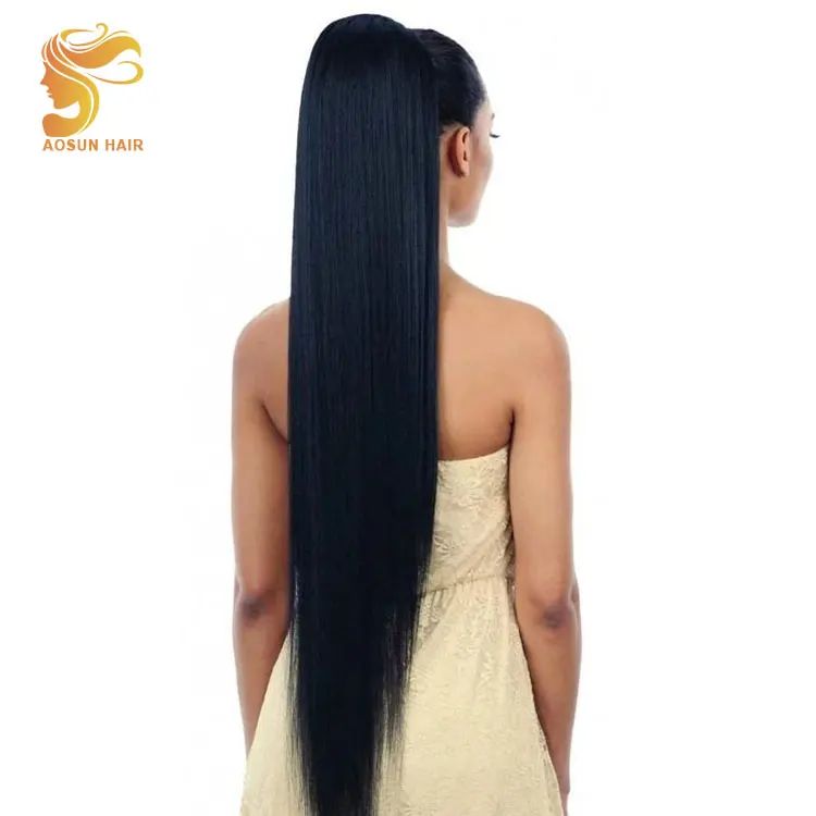 30 Inches 1b Kinky Straight Human Hair Ponytail Extension,10a Unprocessed Cuticle Aligned Afro Gray Kinky Hair Ponytail