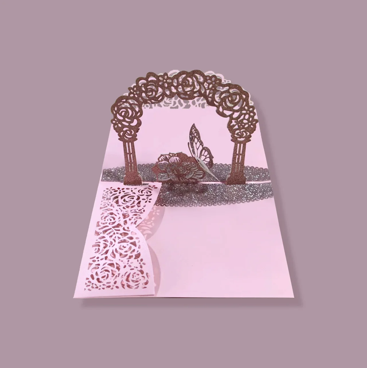 Bride Groom 3D Custom Laser Cut Glitter Wedding Invitations with Envelopes Anniversary Luxurious Wedding Invitation Card