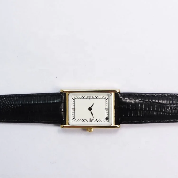 Strap Watches Men Watch Stainless Steel Crocodile Pattern Leather Unisex Alloy OEM Square Analog SAPPHIRE Crystal Buckle