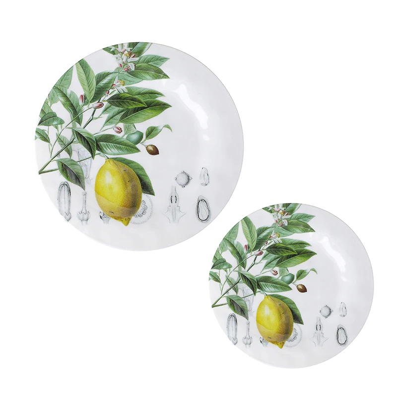 Wholesale 8 10 12 inches Plant Melamine California Lemon Pattern Plate Creative Dish Plate Tableware