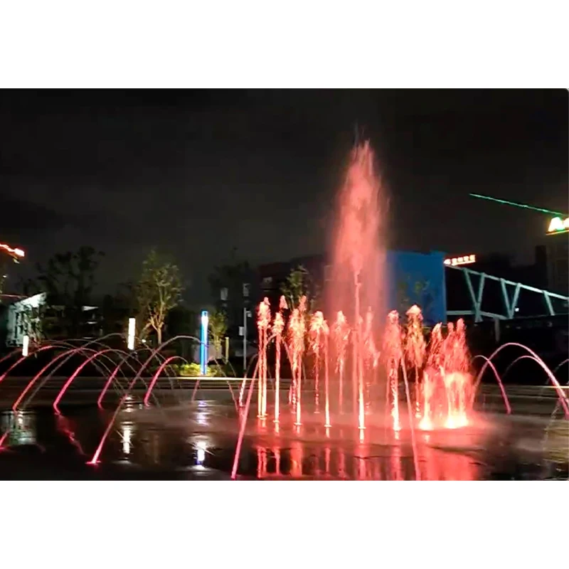 Outdoor stainless steel square floor solar fountain with light for sale