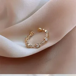 Opal Opening Ring Light Luxury Fashion Personality Ins Tide Small Round Cold Wind Simple Jewelry For Women Girl Friendship