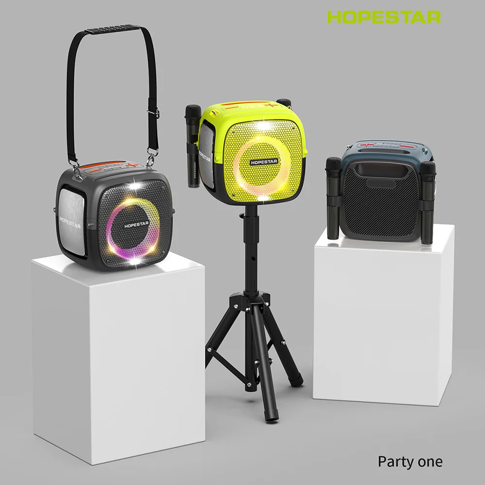 Мощный беспроводной динамик HOPESTAR Partyone двойной микрофон портативный сабвуфер