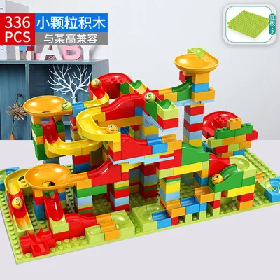 Kids Educataional Classic Big Blocks STEM Toy Bricks Set Funnel Slide Maze Balls Assembling Building Block Marble Run Race Track