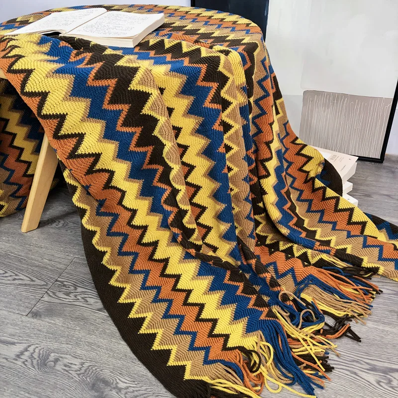 Geometric Pattern Outdoor Throw Blanket Sofa Covers  Home Dust Cover Air Conditioning Blankets